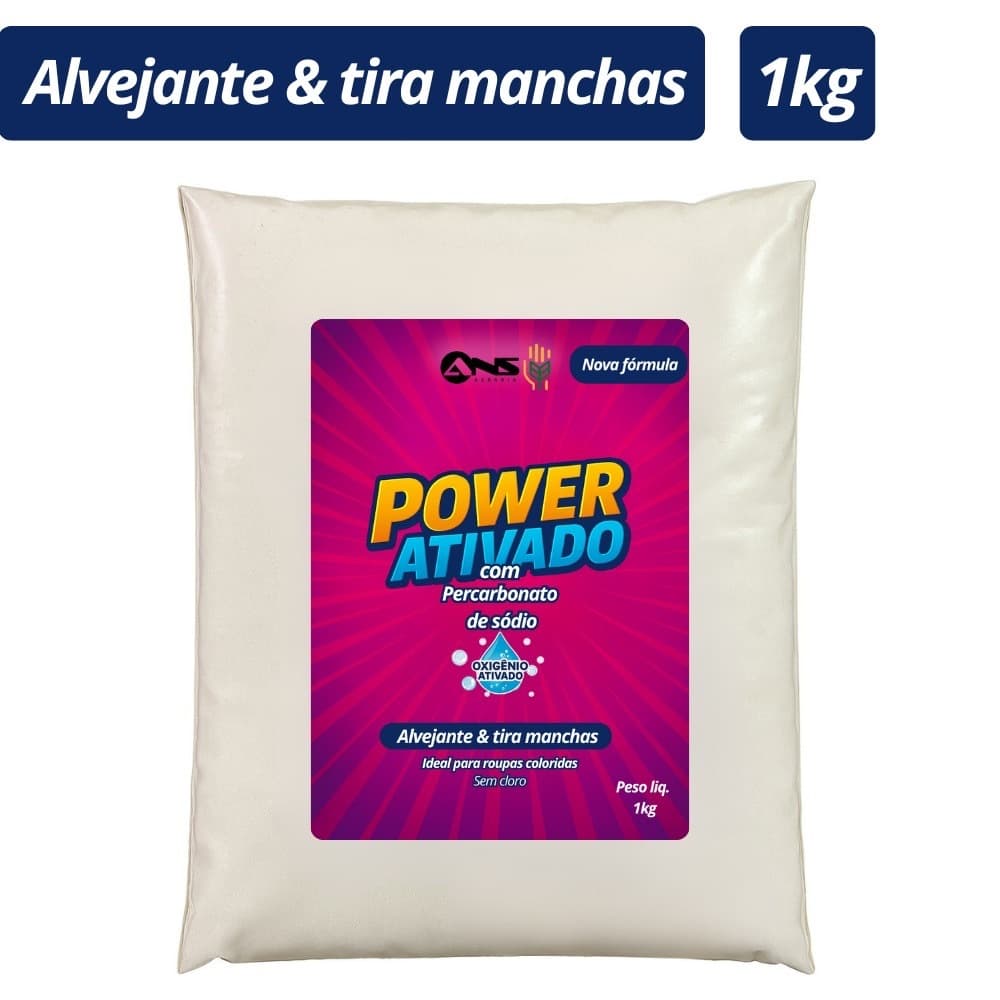 Power Ativado com Percabonato Alvejante para Limpeza Poderosa e Tira Manchas (1kg a 3Kg)