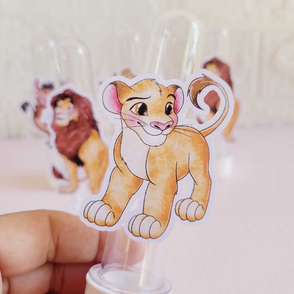 Aplique para Tubete O Rei Leão Aquarela - Festa Infantil - Lembrancinhas - NÃO É ADESIVO.