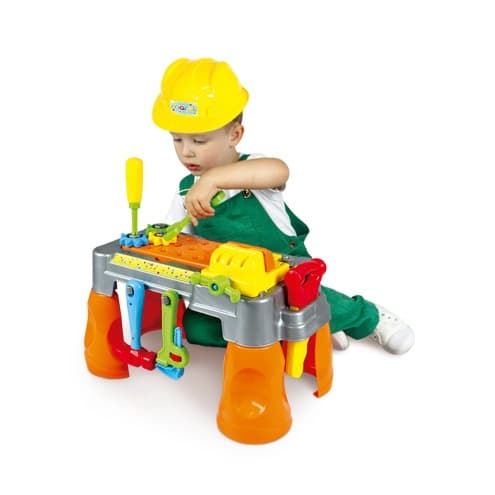 Brinquedo Infantil Bancadinha de Ferramentas Com Capacete e Ferramentas 46 Peças Maral Brinquedos