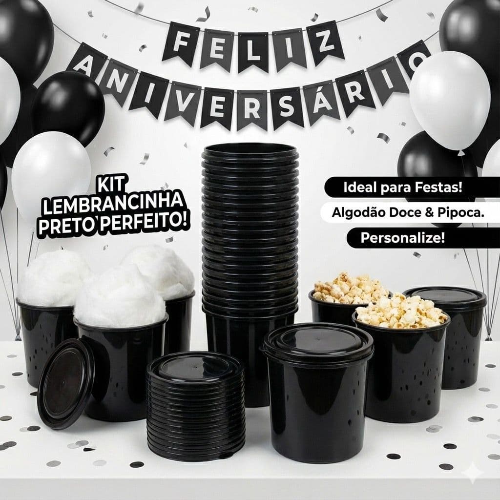 🎉 Kit Lembrancinha Chá Revelação – Azul , Rosa E Preto Aniversario