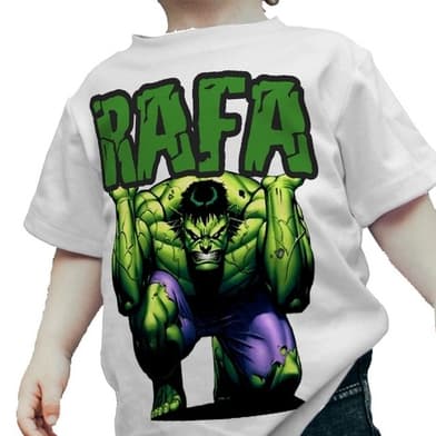 Camiseta Infantil Camisa Increvel Hulk Verde Heroi C/ Nome