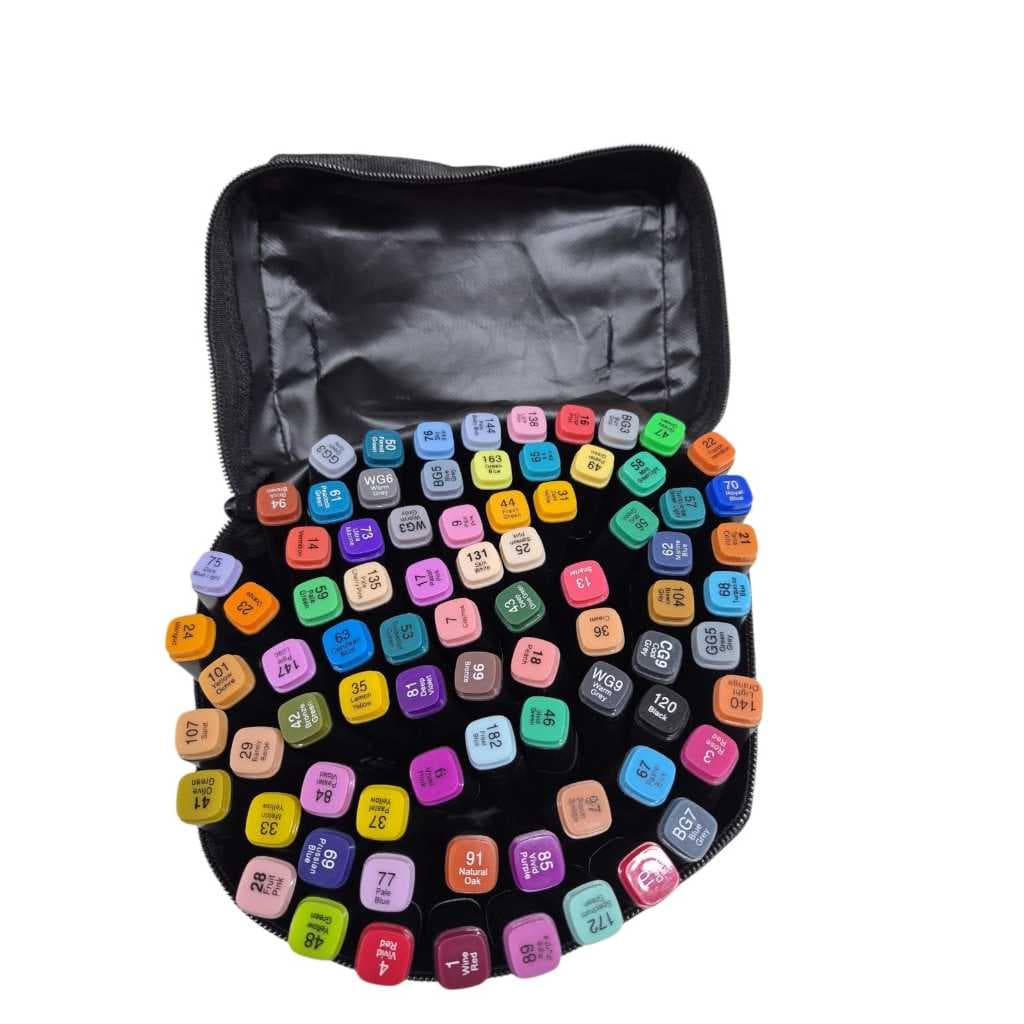 Kit Conjunto 80 Cores Bolsa Caneta Marca Texto Ponta Dupla