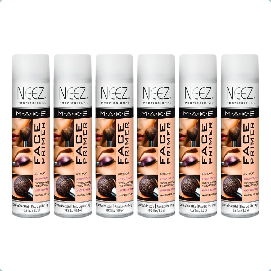 Kit 6 Face Primer Spray Fixação de Alta Durabilidade A Prova D'água Neez Profissional