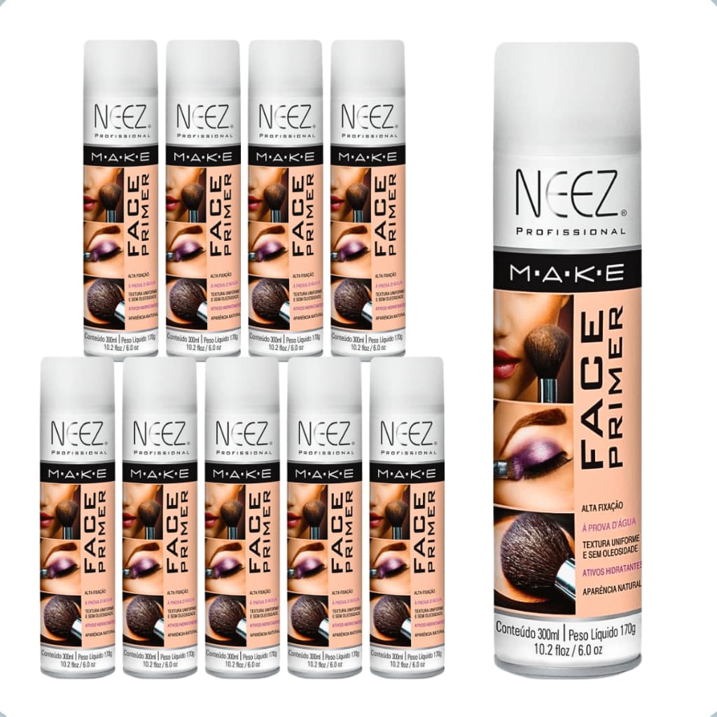 Kit 09Un Face Primer Spray Fixação de Alta Durabilidade Neez Profissional