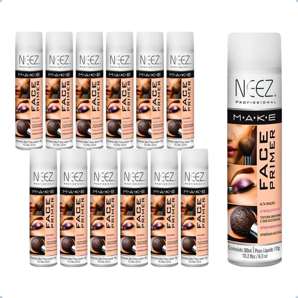 Kit 12 Face Primer Spray Fixação de Alta Durabilidade A Prova D'água Neez Profissional