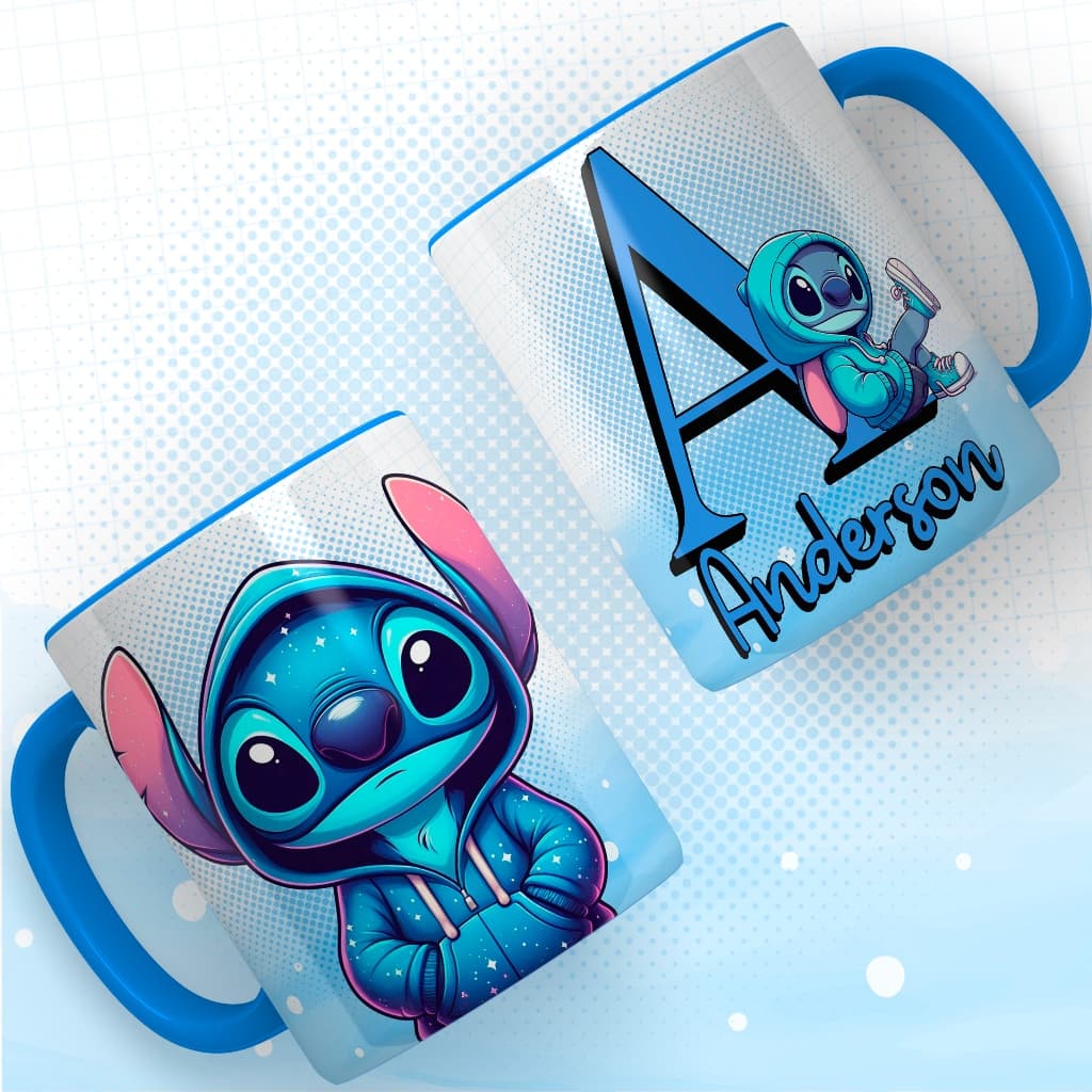 Caneca de Porcelana Stitch Personalizado Com Nome lindas para dar de presente