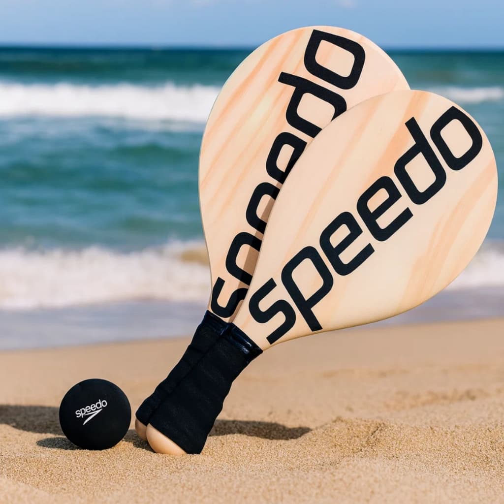 Kit Frescobol Speedo Popular Madeira 2 Raquetes 1 Bola EcoFriendly Original
