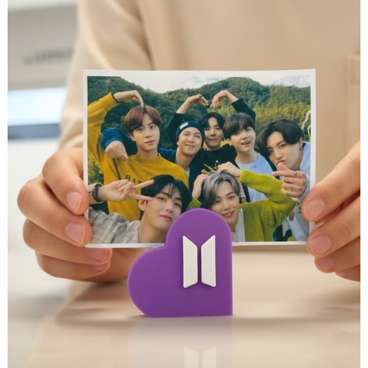 "I Purple You" 💜 BTS ARMY: Suporte de Foto Coração Roxo 3D Exclusivo - Suporte Exclusivo para Foto