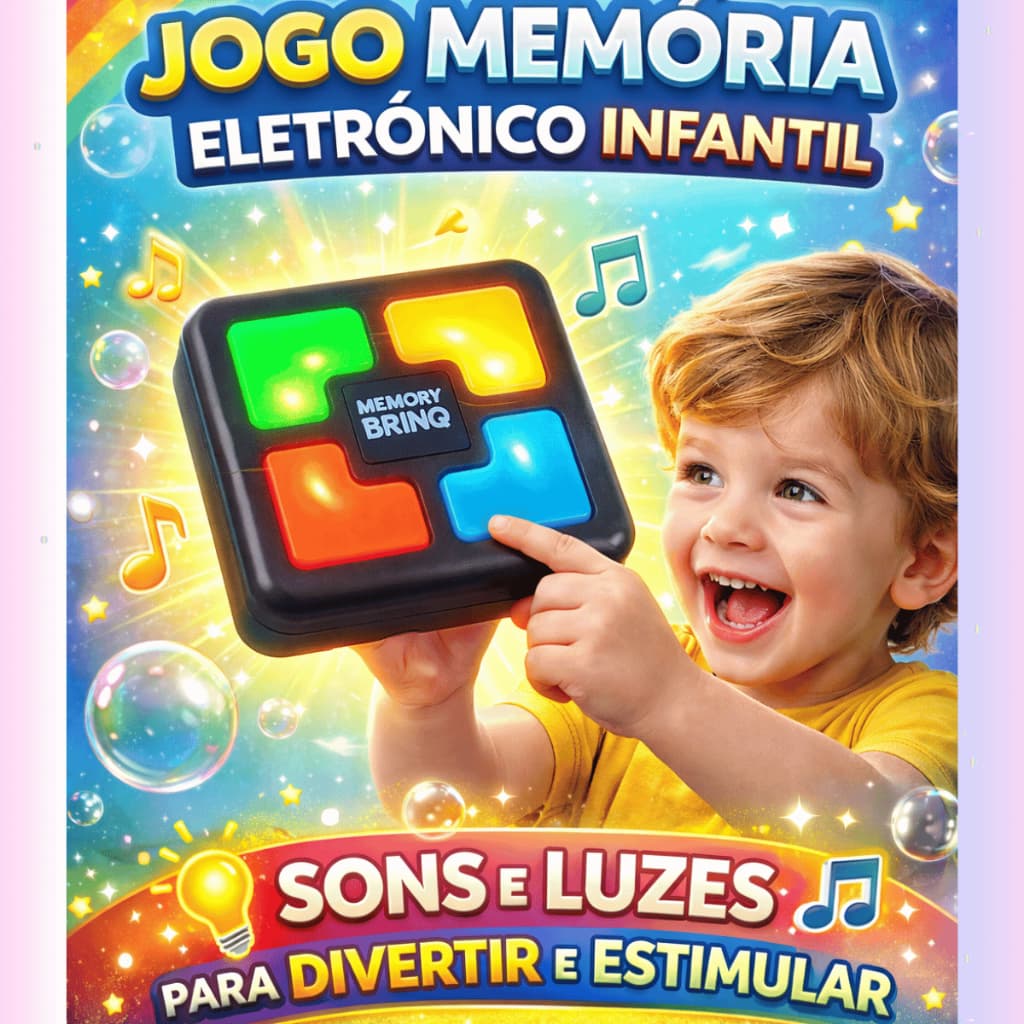 Jogo Memória Eletrônico Infantil Quatro Cores Genius Sons e Luzes Lembrancinha Dia das Crianças