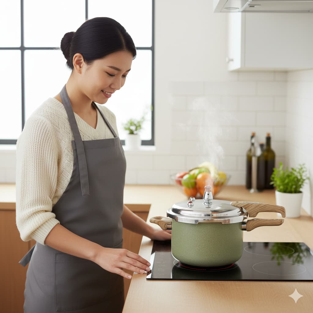 Panela de Pressão Max Chef Wood Indução 4,2L - Cinza Compatibilidade: Gás, elétrico, indução, vitrocerâmico Antiaderente