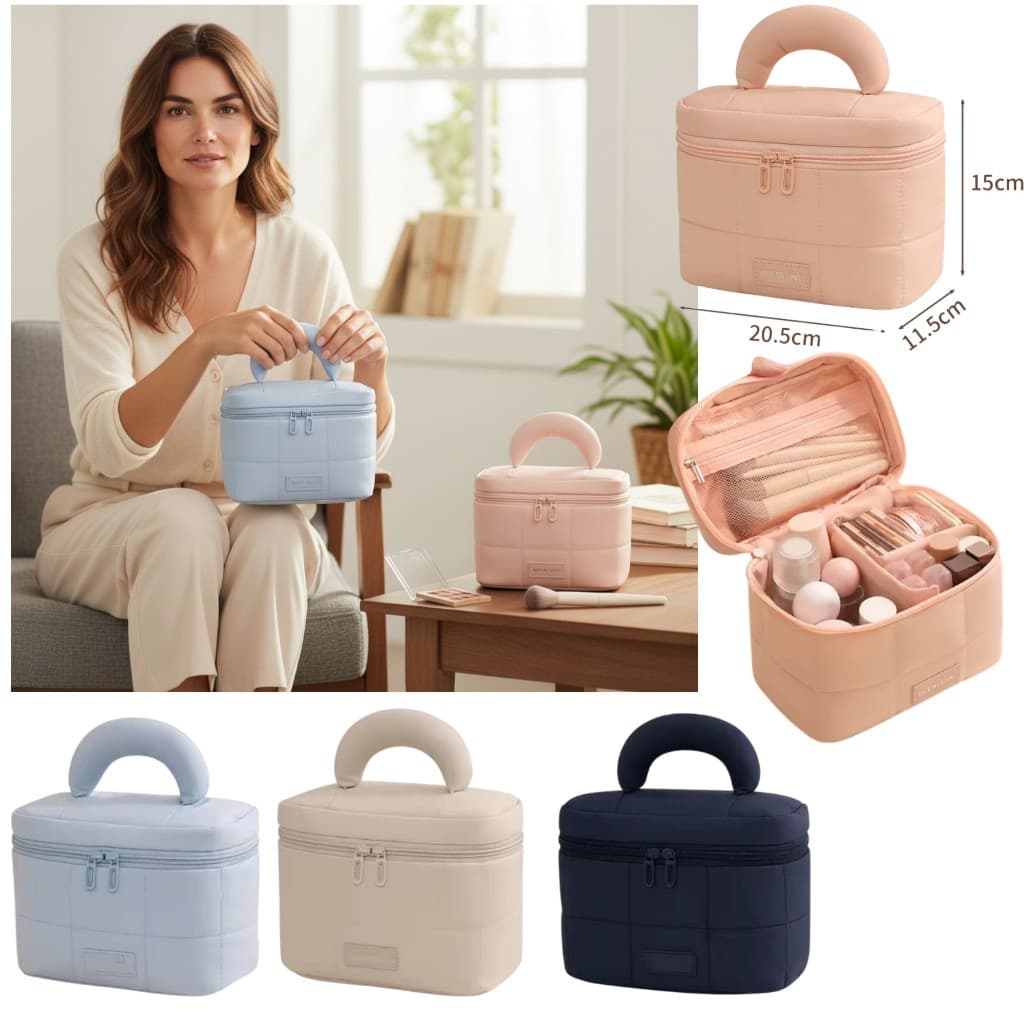 Bolsa necessaire para maquiagens, perfume e itens para o cabelo, grande, e muitos compartimentos