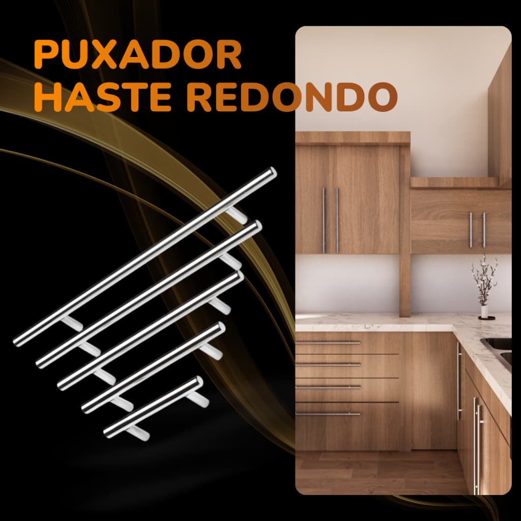 Kit 20 Puxadores Haste Aço Inox Escovado Tubular 64mm 96mm 128mm 160mm 192mm Anmic Distribuidora