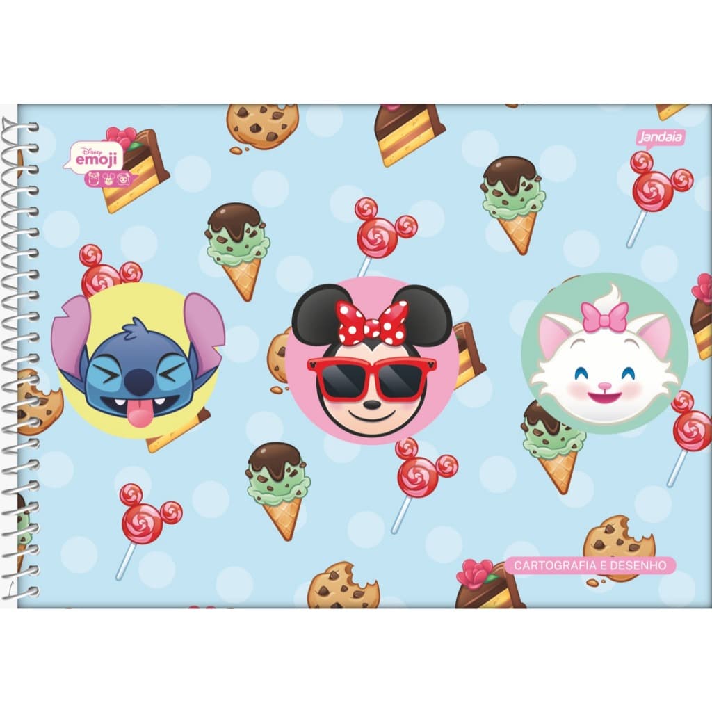 Caderno de Cartografia e Desenho 80f Disney Emoji Jandaia