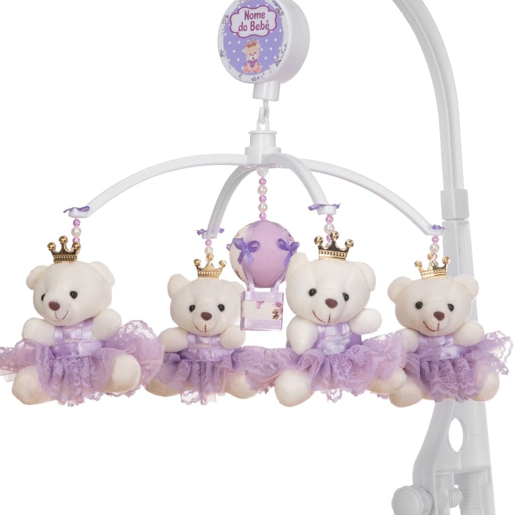Mobile Para Berço Musical Giratório Princesas Lilás