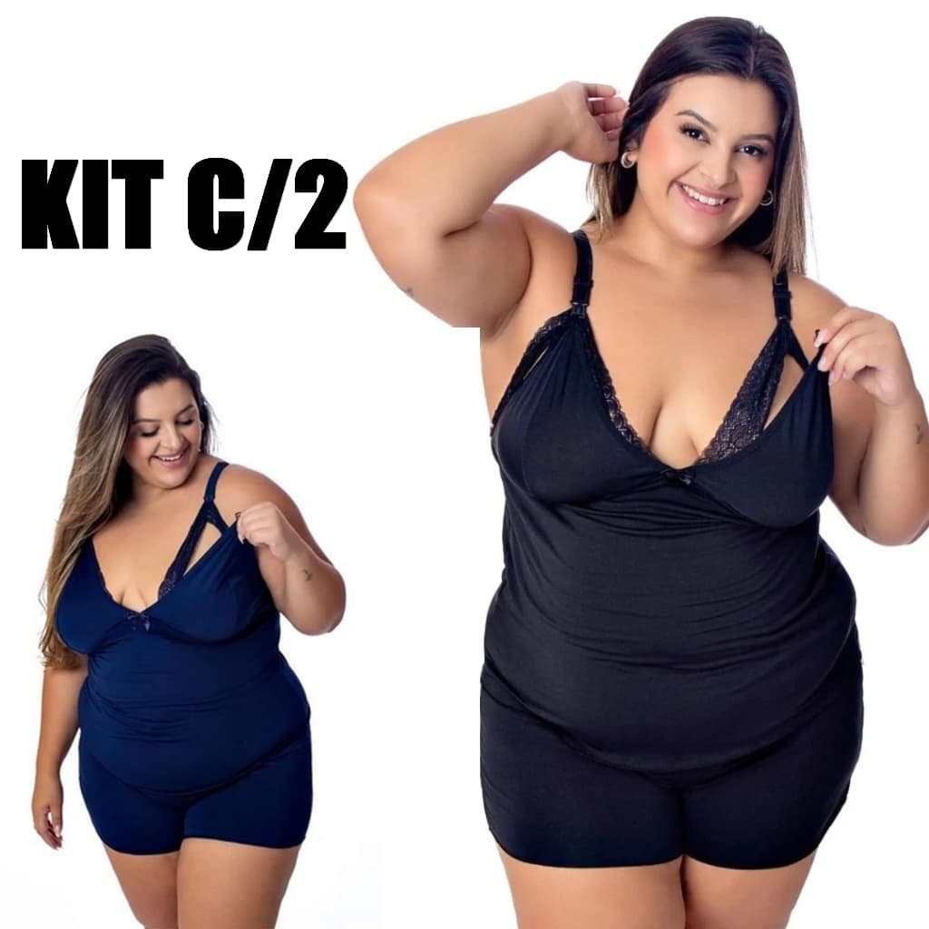 Baby Doll Plus Size Amamentação Short Doll Pijama | Maternidade Gestante e pós parto
