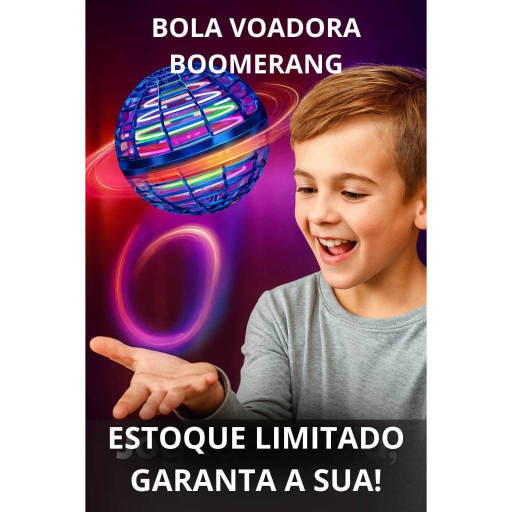 Brinquedo Bola Voadora Boomerang Inteligente com LED Colorido USB