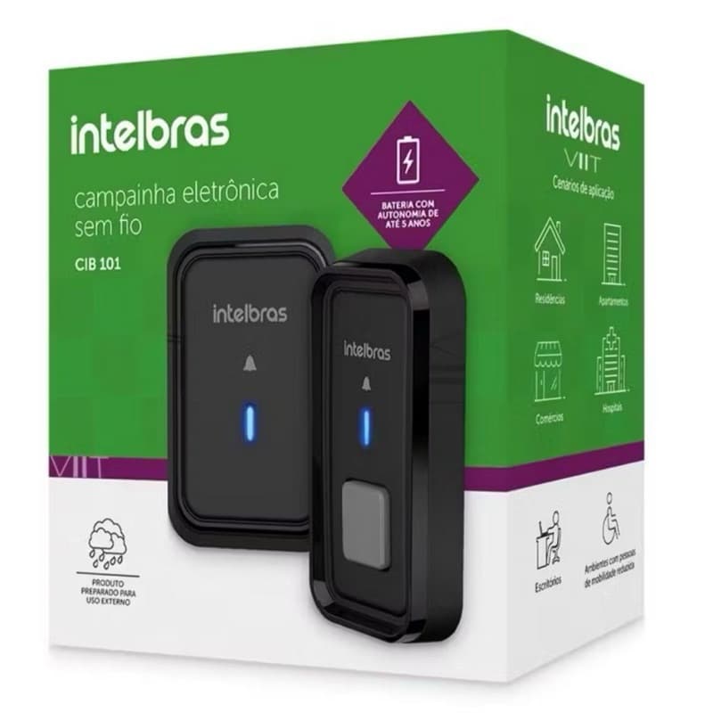 Campainha Intelbras Sem Fio Com Bateria CIB 101 Bivolt  Alta Performance Resistência Climática São Paulo