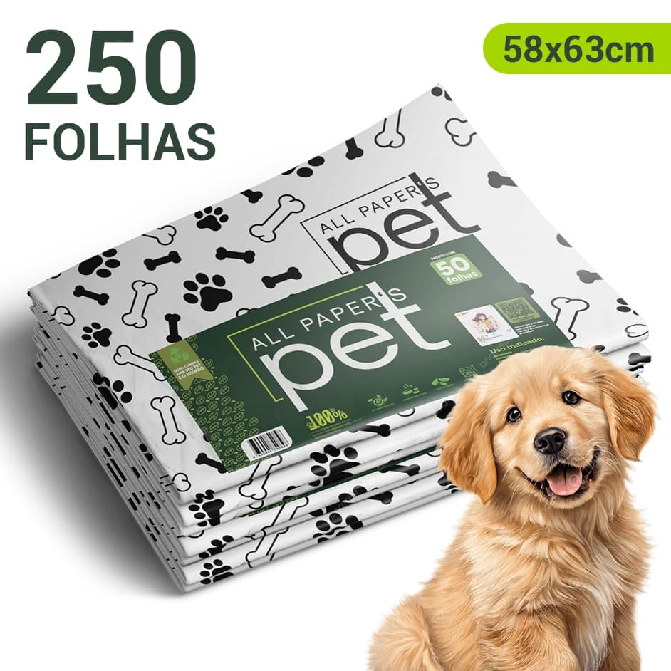 Kit 250 Folhas De Jornal Pet Higiênico Biodegradável Atóxico Não Mancha