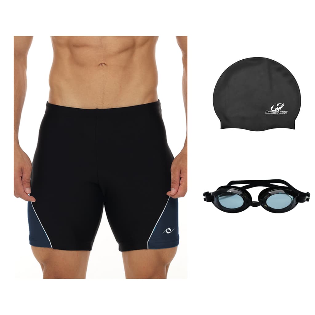 Kit Bermuda Natação Esportiva Óculos Uv E Touca Silicone