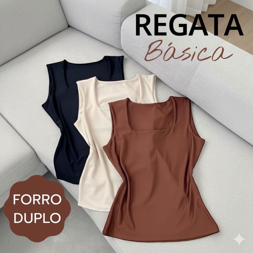 Regata Alça Larga Com Forro Duplo Otima Para O Dia A Dia Trabalho E Faculdade Tecido Suplex Premium