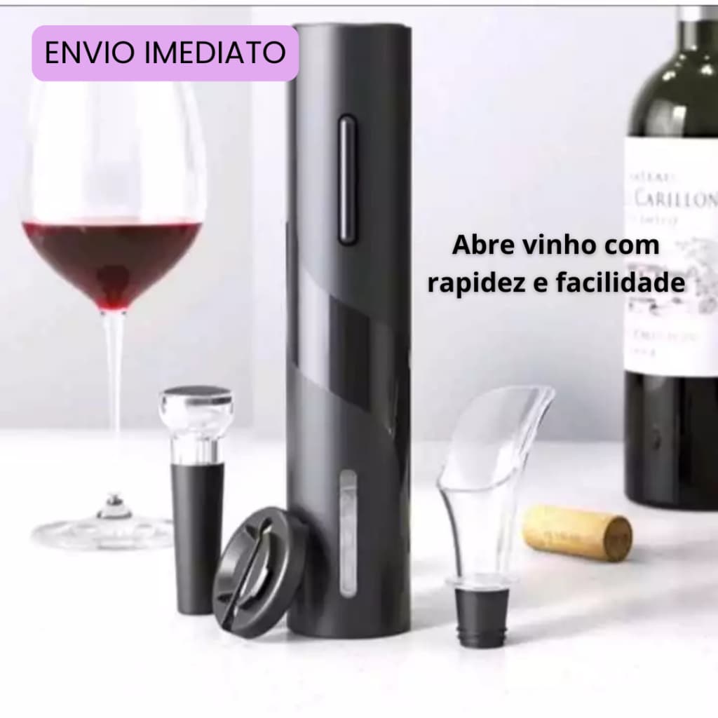 Abridor de Vinho Elétrico – Saca-Rolhas Automático Recarregável, Rápido e Prático – Abridor Premium para Presentes