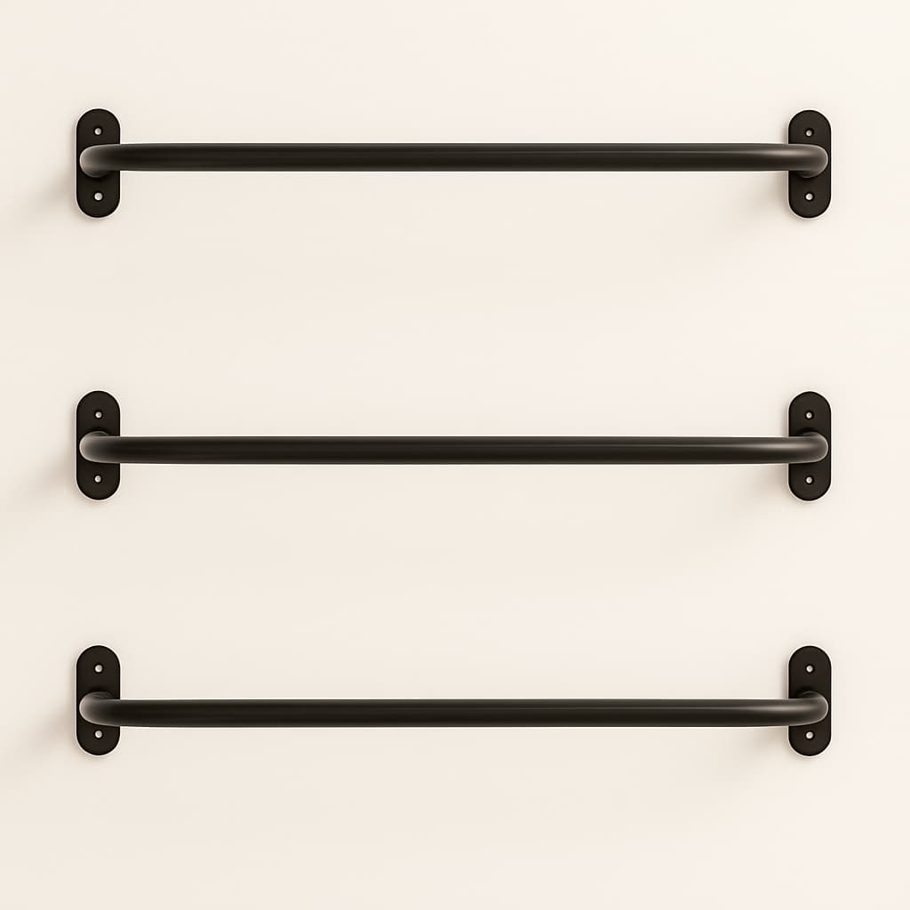 3 peças Arara Suporte de Roupas Cabideiro 70cm Reforçado - closet/Loja/Parede  - PRETO