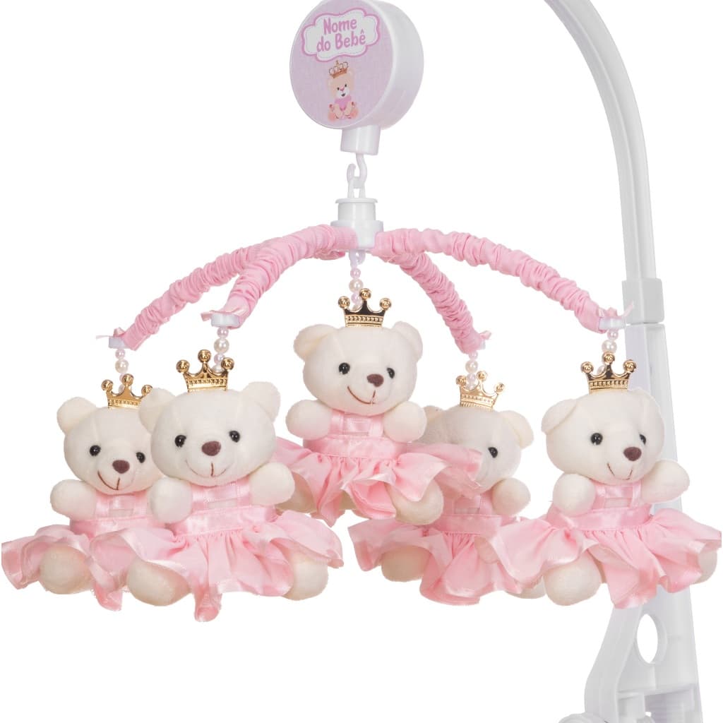 Mobile Para Berço Musical Giratório Princesa Rosa Liso
