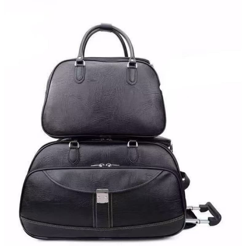 Kit 2 Mala Grande De Viagem Com Rodinhas E Bolsa Média Couro Sintético