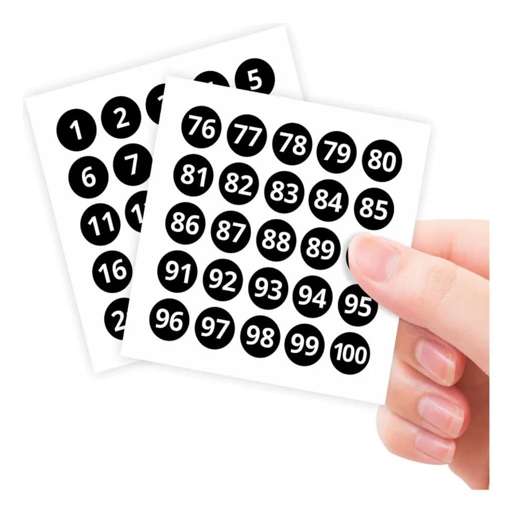 Adesivos Números 1 A 100 Preto Redondo 1cm Vinil Resistente