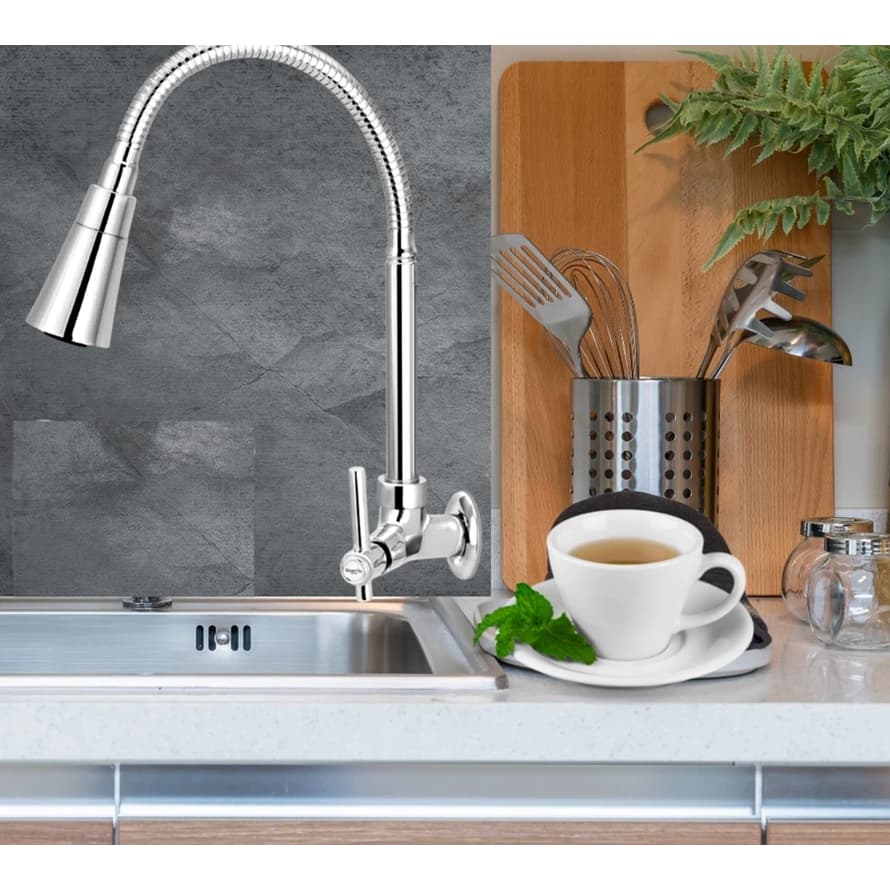 Torneira Bica Móvel Gourmet Parede 1/4 Volta 2 Jatos C80 - SLD-K30