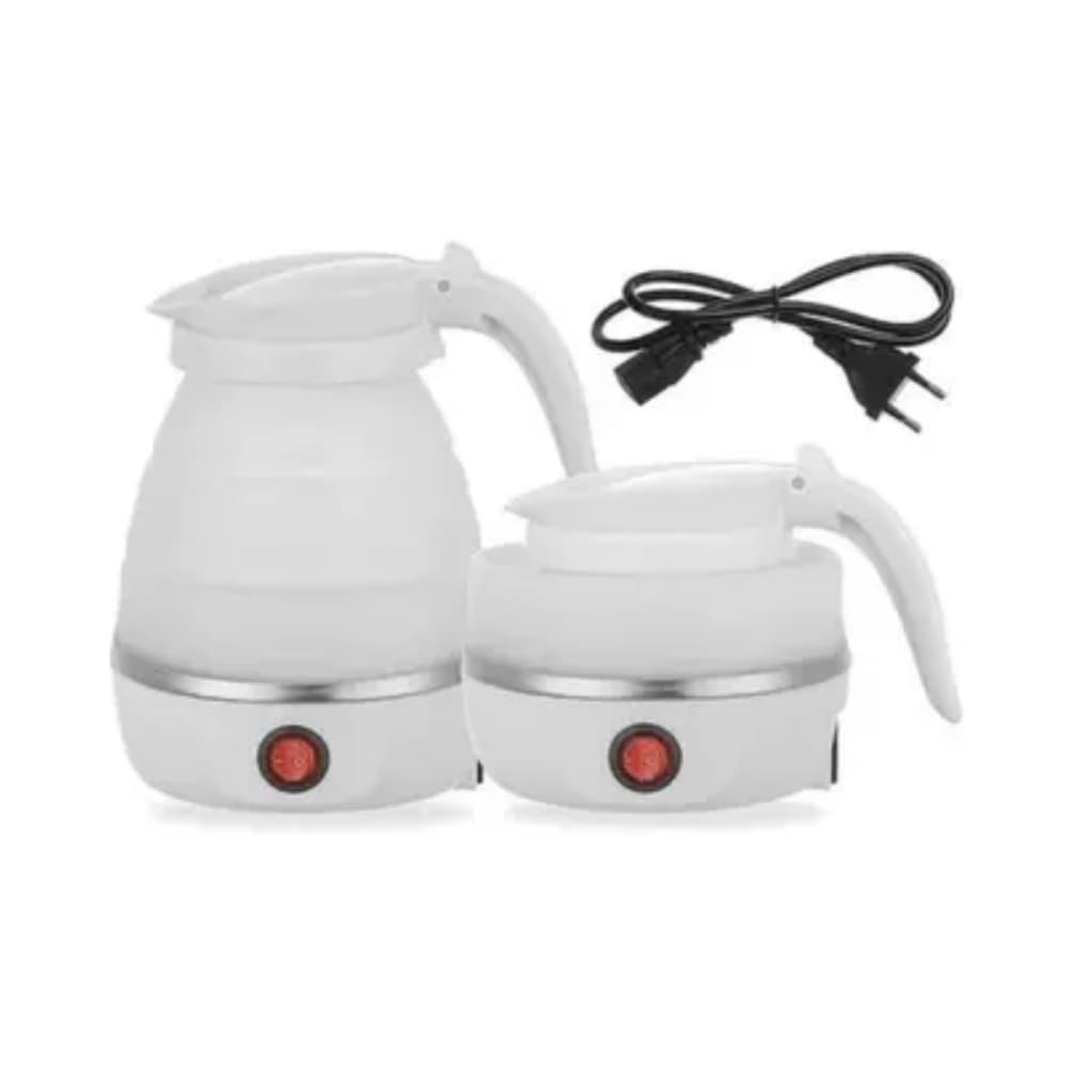 Chaleira Elétrica Dobrável Silicone 600ml Portátil 110v Branco 110vChaleira Elétrica Dobrável Silicone 600ml Portátil 11