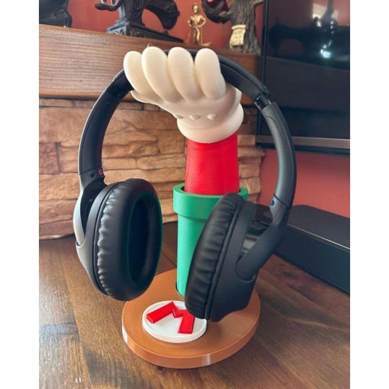 Suporte com Base Para Fone de Ouvido Gamer Headset Estilo Mario Bros