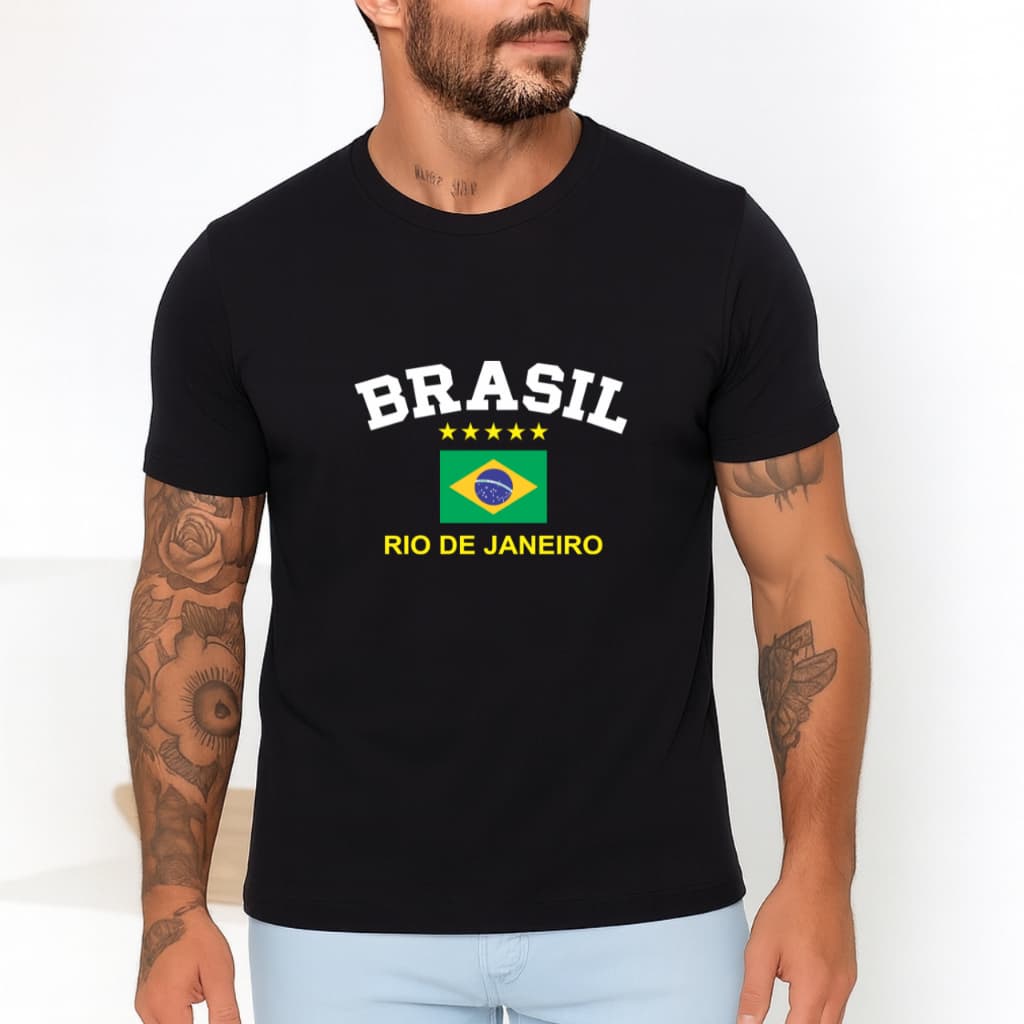 Camiseta Brasil Estampada Bandeira Brasileira Torcedor Copa do Mundo