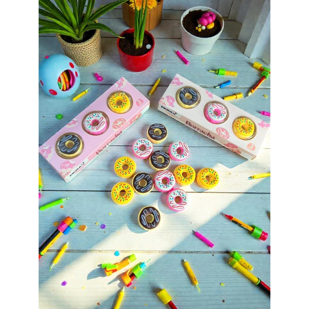 Kit 3 Borrachas Escolar Donuts Fofas Escolar Faculdade