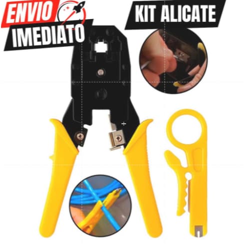Kit Alicate Crimpador 3 Em 1 E Desencapador Profissional P/ Terminais Cabos Elétricos Conectores