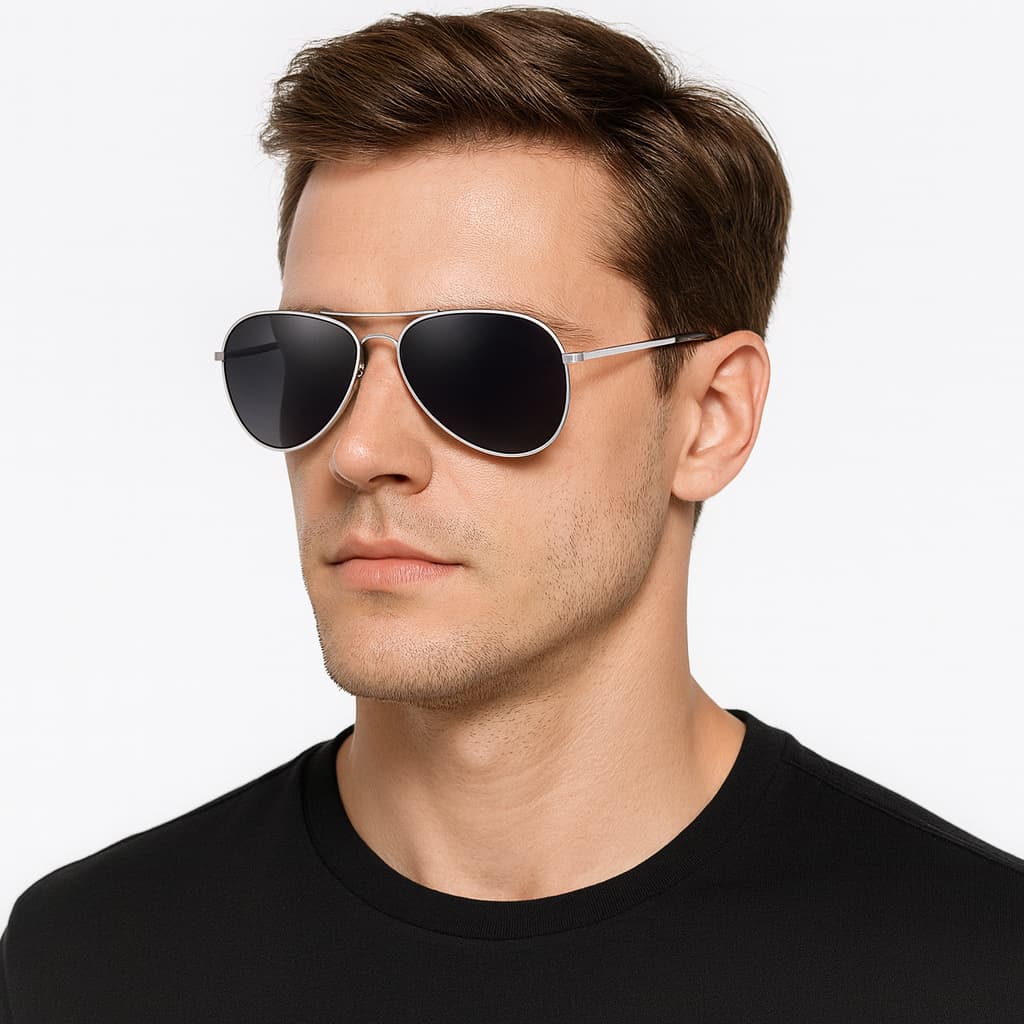 Óculos De Sol Aviador Masculino Grande Polarizado Iceman 612 Cor Prateado