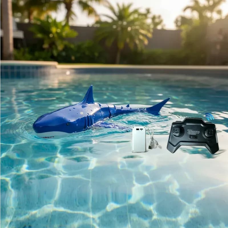 Tubarão Shark Azul Recarregável De Controle Remoto  Luz Rei Dos Mares Brinquedo Guedes