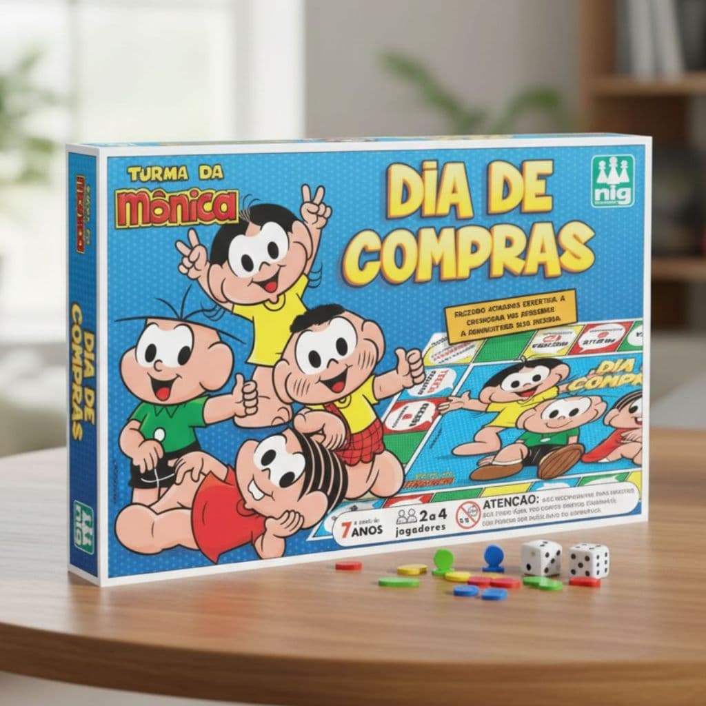 Jogo Dia de Compras Turma da Mônica presente infantil divertido da Nig para aprender a economizar.