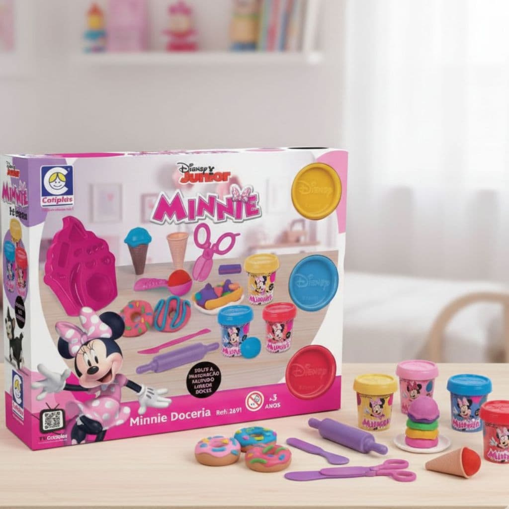 Kit Massinha Minnie Doceria presente infantil para criar doces incríveis diversão com a Disney e Nig