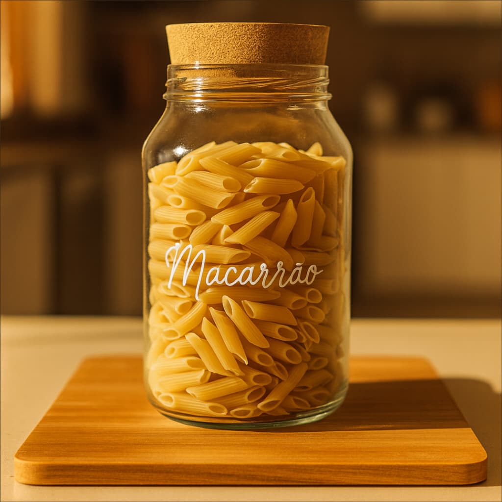 Pote de Vidro 3,2L c/ Rolha | Arroz, Feijão, Açúcar, Farinha, Biscoitos, Macarrão, Whey , Batata Palha, Hipercalórico
