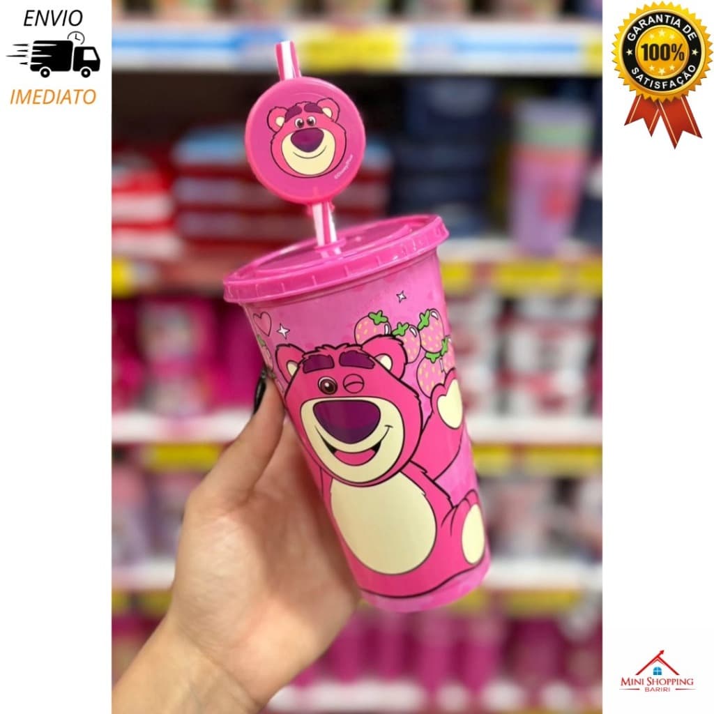 Copo Lotso 500ml Plasútil + Canudo e Pin | Disney Toy Story | Original