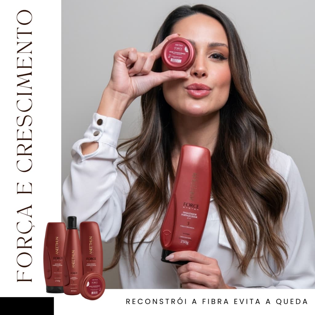 Kit Aneethun Force 4 Produtos I Shampoo 300ml I Máscara 250g I Dose 25g I Finalizador 250g