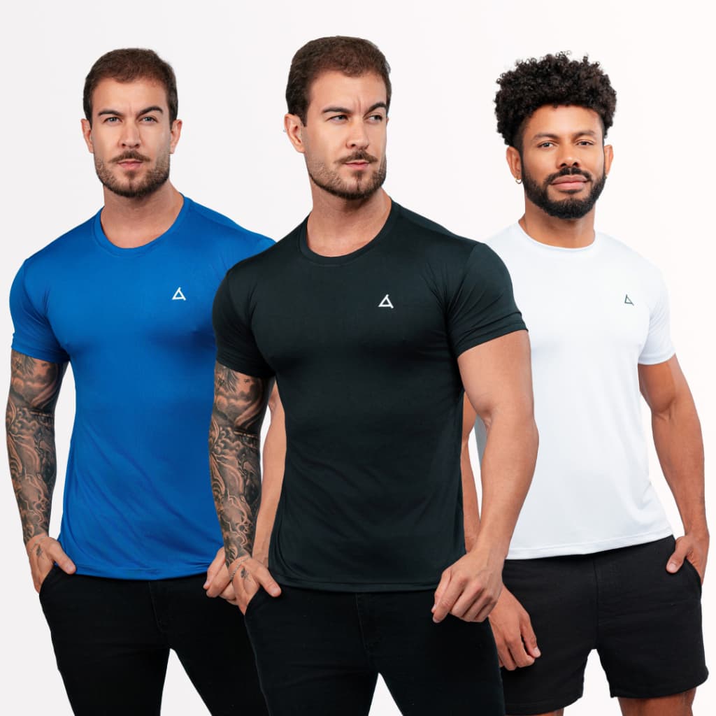 Kit 3 Camisa Camiseta Masculina Dry Fit Leve Academia Treino Corrida Esporte Anti-Suor Proteção UV