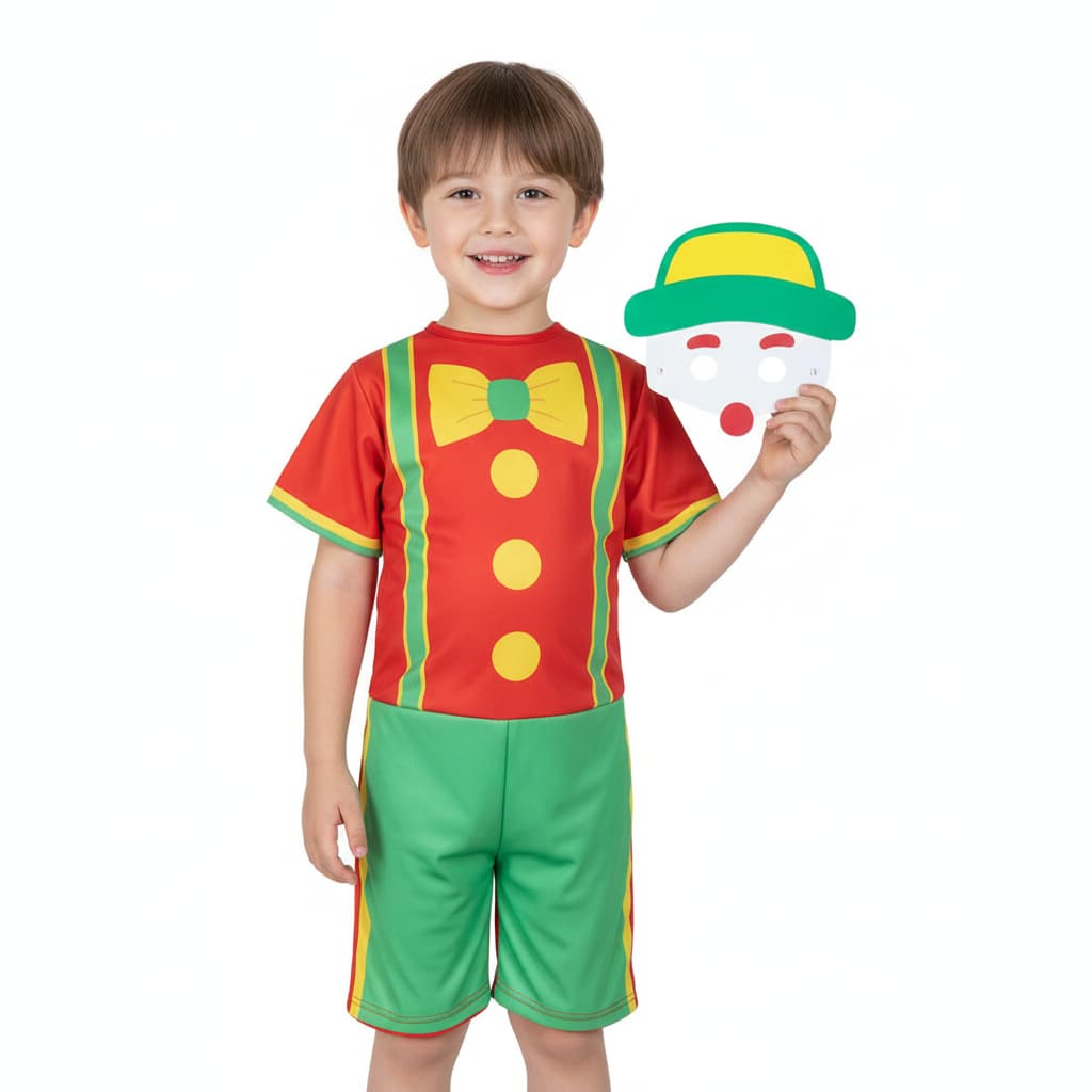Fantasia Roupa Infantil Palhaço palhacinho  Patatá com Máscara