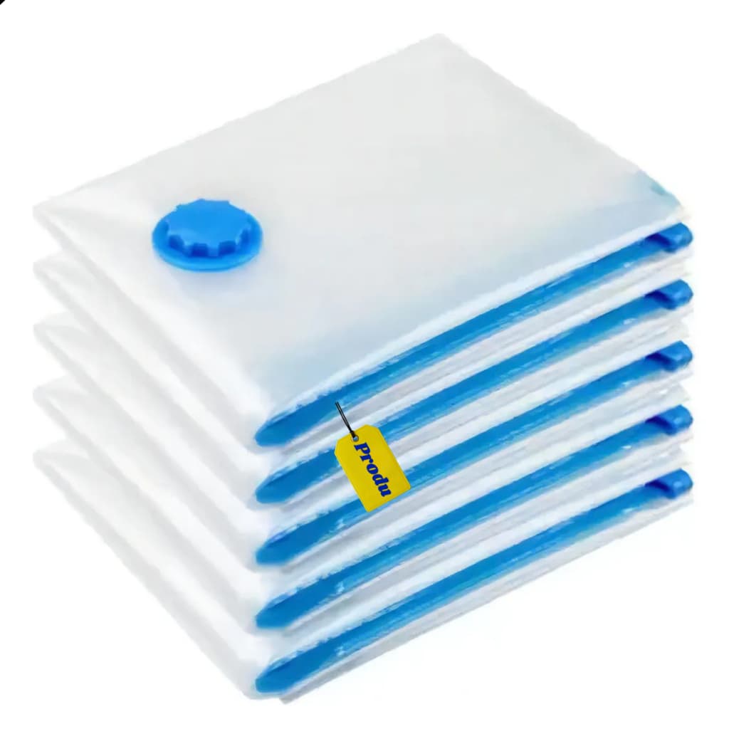 Kit 9 Sacos a Vácuo para Viagem com Mini Bomba Manual Roupas Edredom Reduz Volume em 3