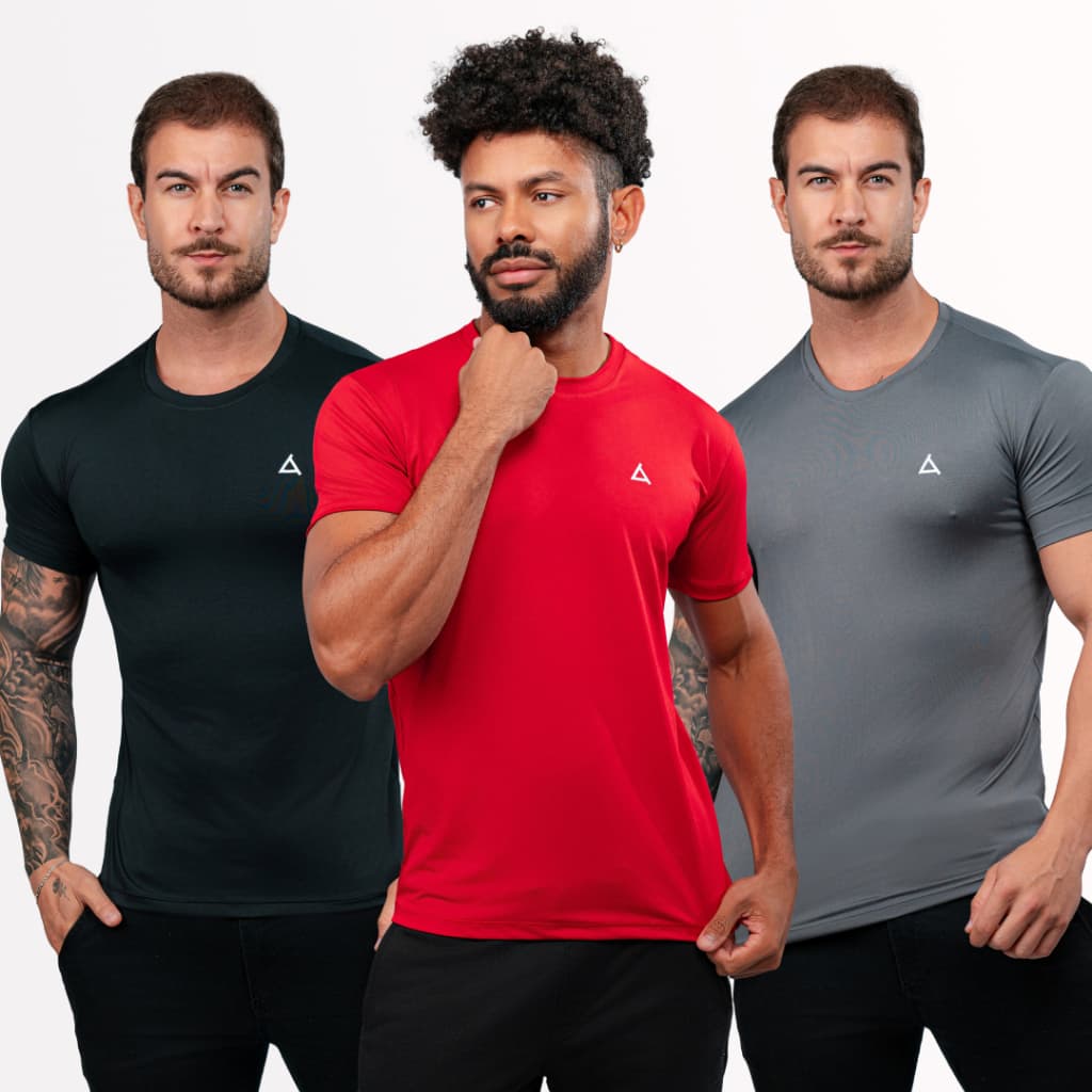 Kit 3 Camisetas Básicas Masculino Tecido Leve Moda Casual Proteção UV 50+
