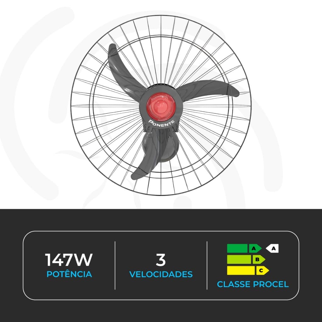 Ventilador Oscilante 60cm Good Ponente Parede, Potente e Resistente