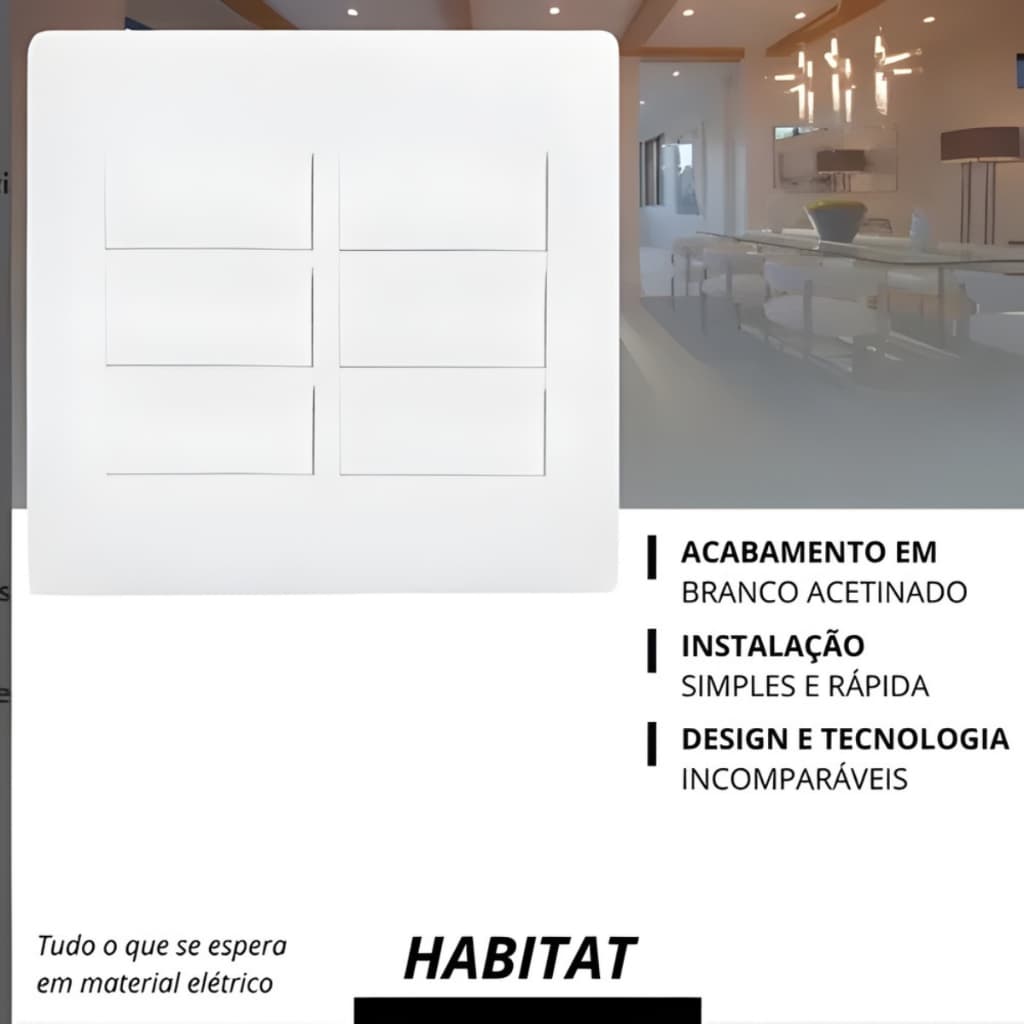 Conjunto Interruptor Simples 4x4 Fame Habitat Branco