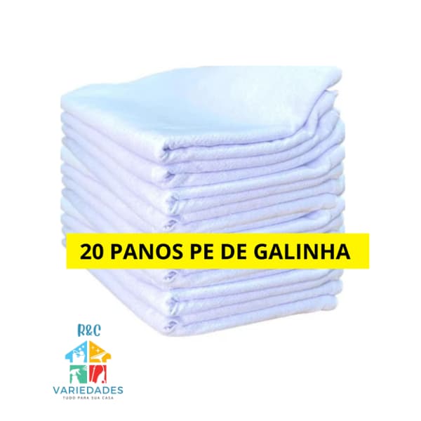 KIT 20 PANOS de Prato PÉ DE GALINHA Legitimo BRANCO Liso 41 x 66 cm