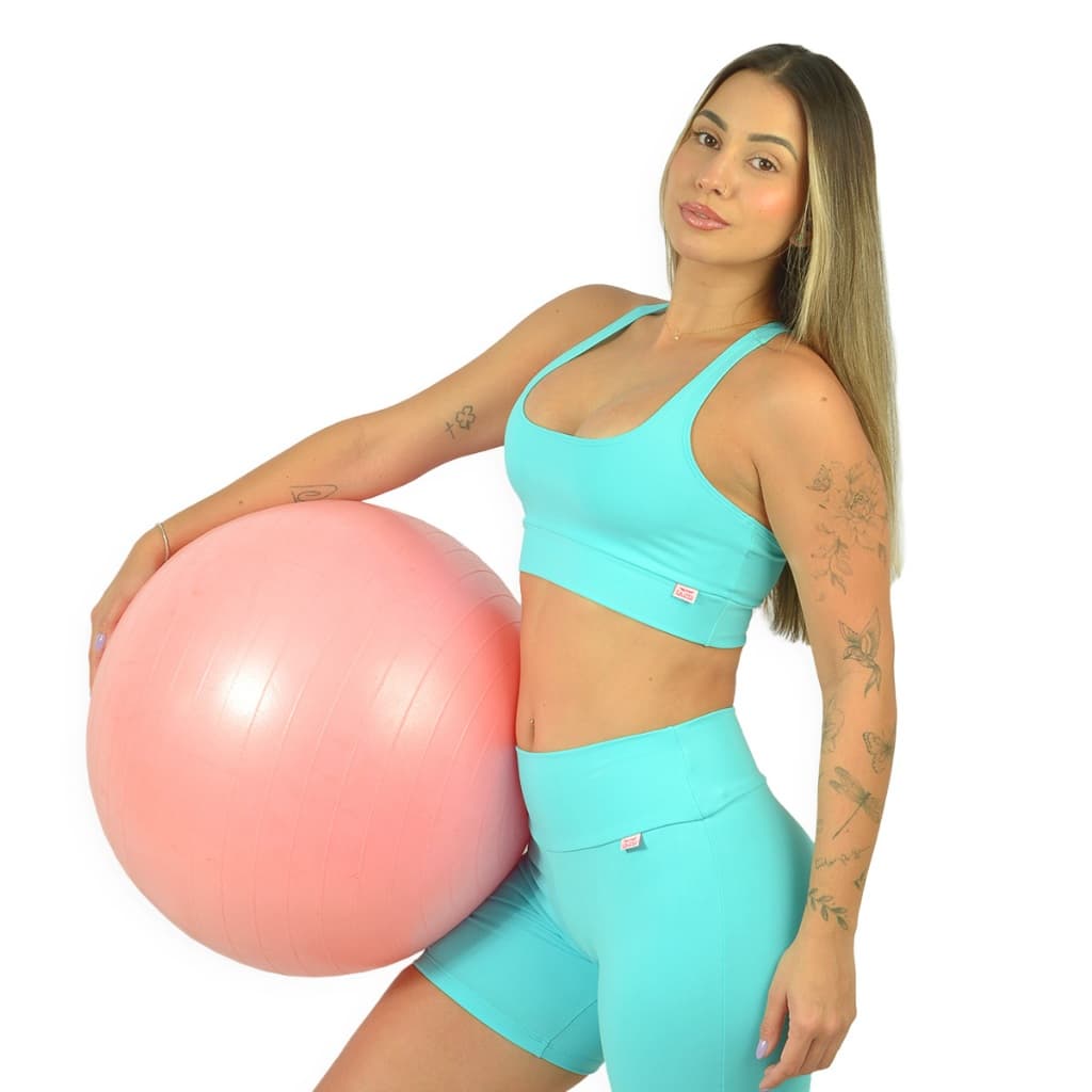 Conjunto Fitness Feminino Poliamida Suplex Academia Top Nadador Short Cós Alto Zero Transparência